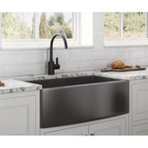 33" Kitchen Gunmetal Black Stainless Steel Undermount Single Farm Sink